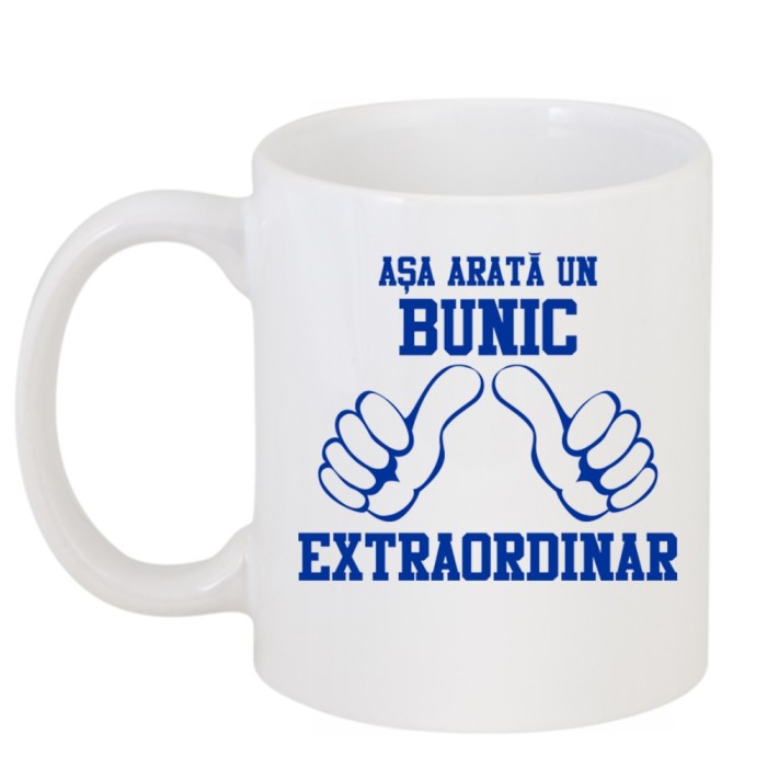 Cana alba personalizata &quot;Bunic extraordinar&quot;, INOVATIX&reg;. 330ml