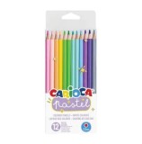 Creioane colorate hexagonale Carioca Pastel, 12 culori