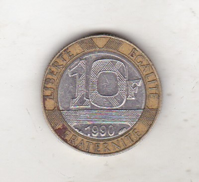 bnk mnd Franta 10 franci 1990 bimetal foto