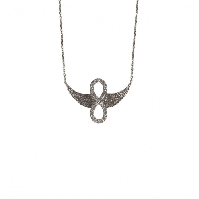 Colier argint 925, infinit cu aripi 40 cm
