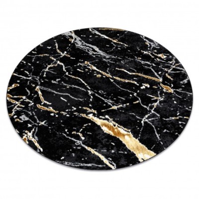Covor ALLURE 1963 cerc Marmură - Structural, elegant, glamour negru / aur , cerc 200 cm foto
