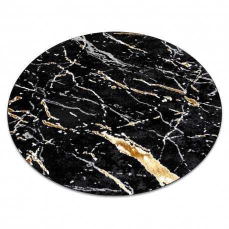 Covor ALLURE 1963 cerc Marmură - Structural, elegant, glamour negru / aur , cerc 200 cm