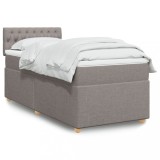 Cumpara ieftin Pat box spring cu saltea, gri taupe, 80x200 cm, textil