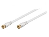 Cablu Coaxial 75&Omega; 7,5m Alb cu Mufe F, Goobay