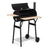 Gratar de gradina 91x60x114 cm, cu cos de fum, termometru si 3 rafturi, metal cromat, negru Household NewTrend