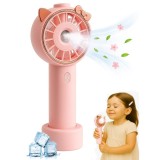 Mini Ventilator Portabil cu Pulverizare, 2in1, Pliabil, 3 Trepte de Viteza, Reincarcare USB, din ABS, Roz