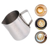 Cana din inox cu gradatie, latiera pentru spumare cu maner, cana de lapte sau