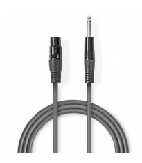Cablu mono XLR 3 pini mama - Jack 6.5 mm tata 5m gri Nedis foto