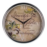 Ceas din plastic cu citat religios si cifre romane, 30x30 cm, Multicolor
