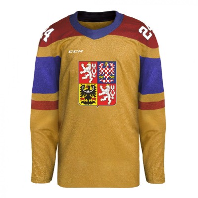 Echipa națională de hochei tricou de hochei Luk&amp;aacute;&amp;scaron; Dost&amp;aacute;l #1 2024 CCM Fandres replica gold - XS foto