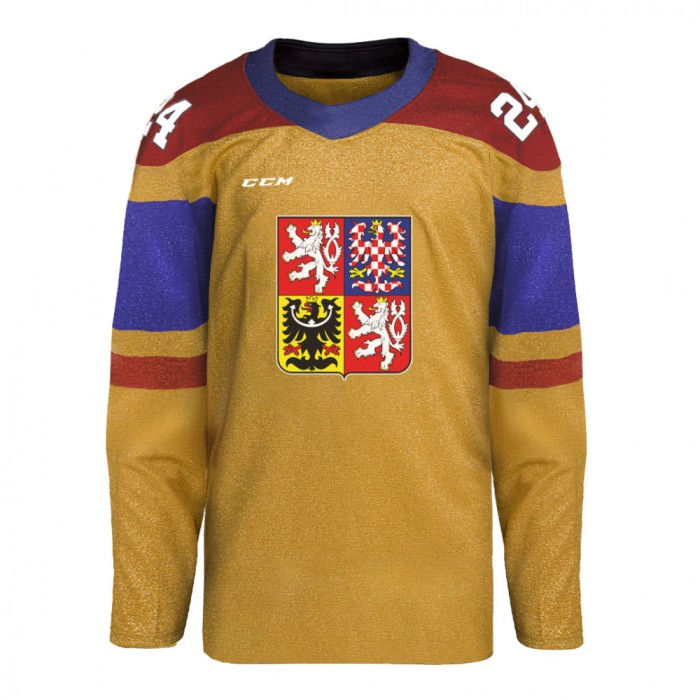 Echipa națională de hochei tricou de hochei Luk&aacute;&scaron; Dost&aacute;l #1 2024 CCM Fandres replica gold - XS