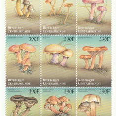Rep. Centrafricana 1999-Flora,ciuperci,Bloc 9 valori dant.,MNH,Mi.2293-2301KB