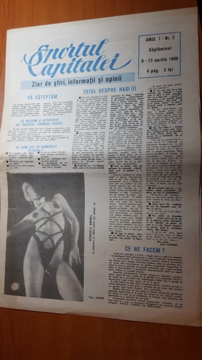 sportul capitalei anul 1,nr.2 din 13 aprilie 1990-articolul totul despre hagi