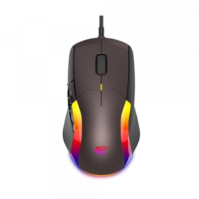 Mouse Gaming Wired USB HAVIT MS959S, RGB, 1200DPI - 8000DPI, 1.6m, Negru Ocru foto