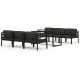 Set mobilier de gradina cu perne, 7 piese, antracit, aluminiu