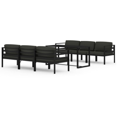 Set mobilier de gradina cu perne, 7 piese, antracit, aluminiu foto
