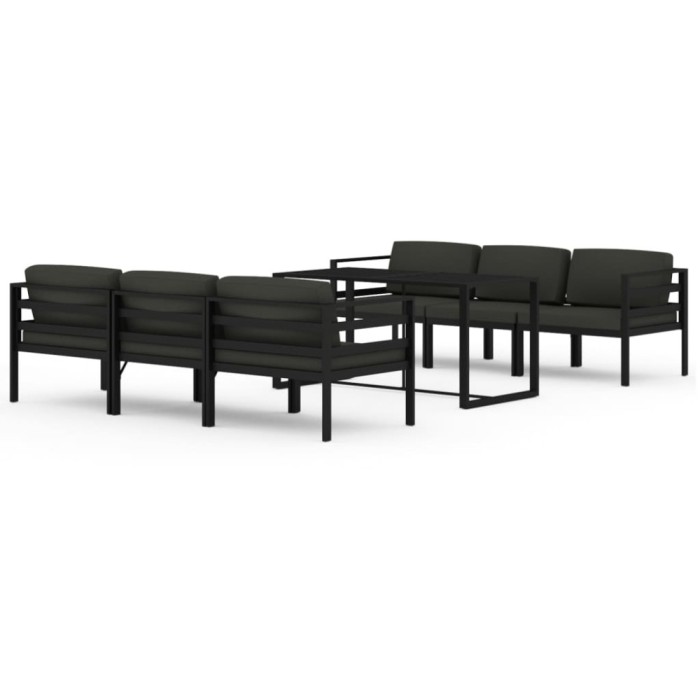 Set mobilier de gradina cu perne, 7 piese, antracit, aluminiu