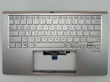 Carcasa superioara cu tastatura palmrest Laptop, Asus, ZenBook 14 UX434D, UX434D, 90NB0PD6-R31US1, 13N1-A6A0302, UX434DA-2S, iluminata, argintie, layo