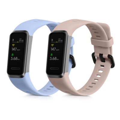 Set 2 curele kwmobile pentru Huawei Band 4, Silicon, Roz/Albastru, 59802.03 foto