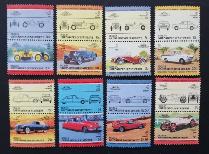BEQUIA, AUTOMOBILE - SERIE COMPLETĂ MNH