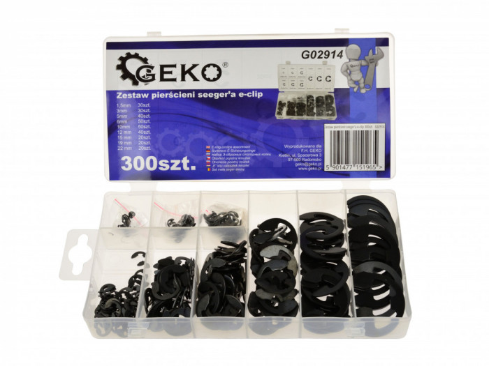 Set inele seeger E-clip 300 bucati, GEKO G02914