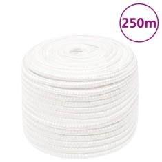 vidaXL Fr&acirc;nghie de barcă, alb complet, 14 mm, 250 m, polipropilenă 152571