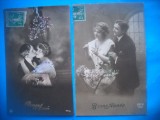 HOPCT 1626 CUPLU-ROMANTICA-FRANTA-TCV-LOT 2 CARTI POSTALE VECHI-CIRCULATE