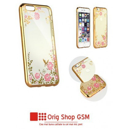Husa Silicon DIAMOND Flower Apple iPhone 5/5S Gold