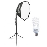 Softbox Parabolic cu bec fluorescent spiralat 145W si stand ajustabil, iluminare profesionala pentru studio foto si video