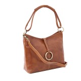 Geanta dama piele naturala vachetta miere, 31x28 cm, fabricata in Italia, umar, P122C