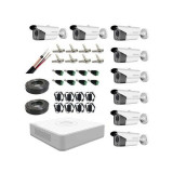Kit supraveghere video Hikvision 8 Camere 1080P IR 80M, full accesorii SafetyGuard Surveillance