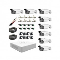Kit supraveghere video Hikvision 8 Camere 1080P IR 80M, full accesorii SafetyGuard Surveillance foto