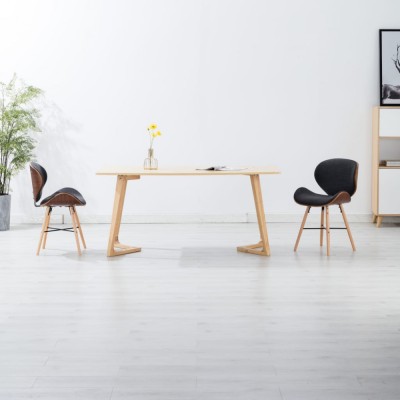 vidaXL Scaun de bucătărie, 2 buc., gri &amp;icirc;nchis, textil și lemn curbat 283142 foto