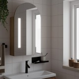 VidaXL Dulap cu oglindă de baie cu LED, stejar, 42x13x70 cm, arcuit
