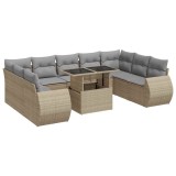 Cumpara ieftin Set canapele de gradina cu perne, 10 piese, bej, poliratan
