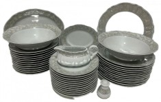 Serviciu de Masa pentru 12 Persoane, 44 piese rotund, Apulum, finisaje argintii foto