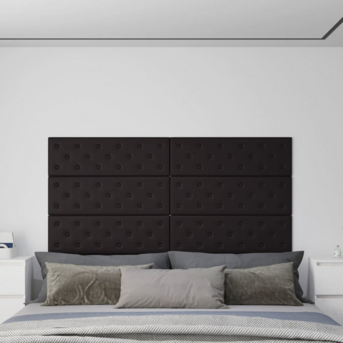 Panouri de perete 12 buc. negru, 90x30 cm, piele eco 3,24 m&sup2; GartenMobel Dekor