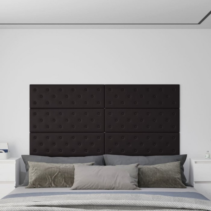 vidaXL Panouri de perete 12 buc. negru, 90x30 cm, piele eco 3,24 m&sup2;