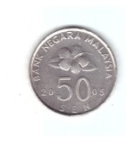 Moneda Malaezia 50 sen 2005, stare buna, curata