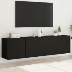 Gossi comoda tv de perete, 2 buc. negru, 80x30x41 cm