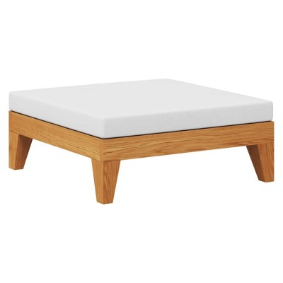 vidaXL Taburet modular, cu pernă alb crem, lemn masiv de acacia foto