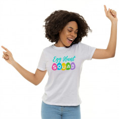 Tricou personalizat dama &quot;EGG HUNT SQUAD&quot;, Alb, Marime S