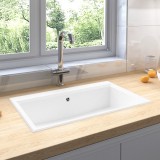Chiuveta Bucătărie Granit vidaXL Albă 790x500x193 mm, Ceramică, Dreptunghiulară, Design Modern, Rezistentă Căldură