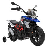 AIYAPLAY Motocicletă Electrică pentru Copii 3-8 Ani 12V, Licență BMW G310 GS, Baterie cu Litiu, Roți Ajutătoare Detașabile, Albastru | Aosom Romania