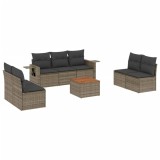 Cumpara ieftin Set canapele de gradina cu perne, 8 piese, gri, poliratan