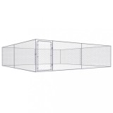 VidaXL Padoc pentru c&acirc;ini de exterior, 4 x 4 x 1 m, oțel galvanizat