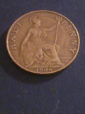 Half Penny 1906, stare foarte buna UK (poze). Discount conform descrierii [10 - 20 %. Vezi descrierea.].