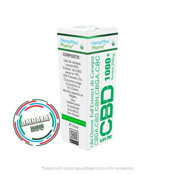 Ulei de Canepa Ozonat CBD 10%, 1000mg, HempMedPharma, 10ml