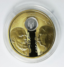 Medalie Carol I, Carol II - Monetaria Statului - 1 leu 1870 Argint - 2018 foto