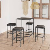 VidaXL Set mobilier bar de grădină, cu perne, 5 piese, gri, poliratan